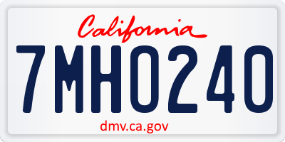 CA license plate 7MHO240