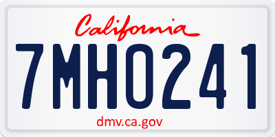 CA license plate 7MHO241
