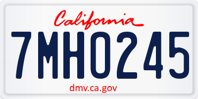CA license plate 7MHO245