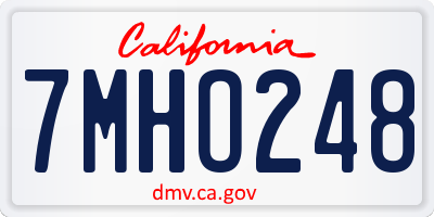 CA license plate 7MHO248