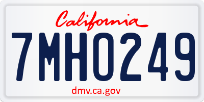 CA license plate 7MHO249