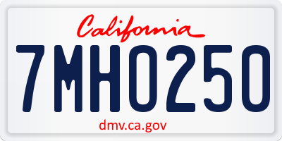 CA license plate 7MHO250