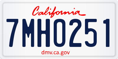 CA license plate 7MHO251