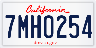 CA license plate 7MHO254