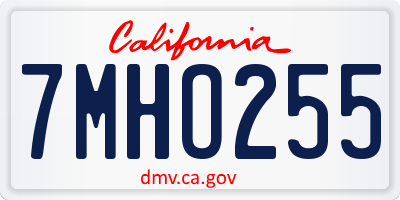 CA license plate 7MHO255