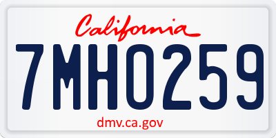 CA license plate 7MHO259