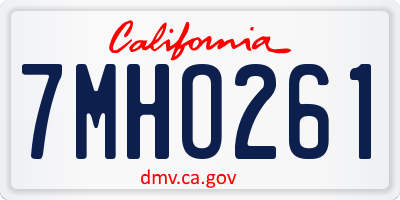 CA license plate 7MHO261