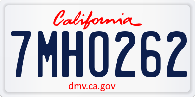 CA license plate 7MHO262