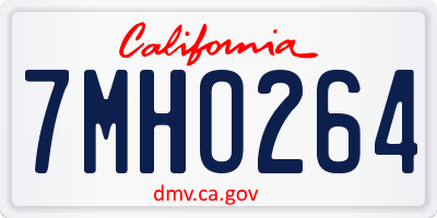 CA license plate 7MHO264