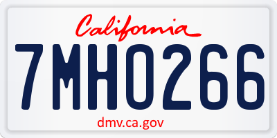 CA license plate 7MHO266