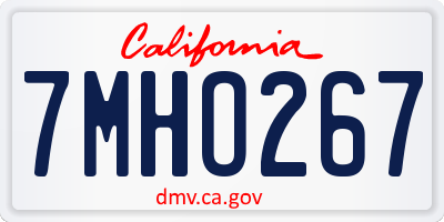 CA license plate 7MHO267