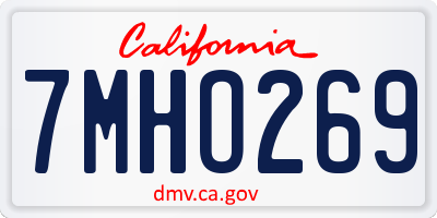 CA license plate 7MHO269