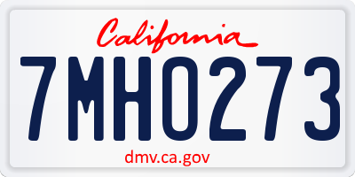 CA license plate 7MHO273