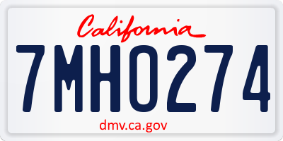 CA license plate 7MHO274