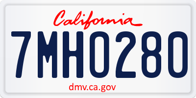 CA license plate 7MHO280