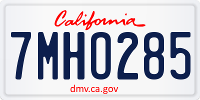 CA license plate 7MHO285