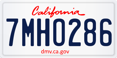 CA license plate 7MHO286