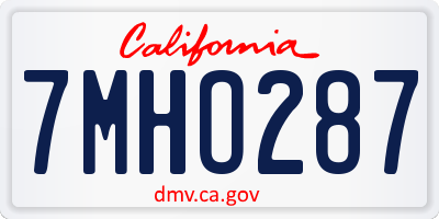 CA license plate 7MHO287