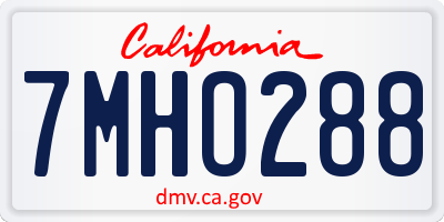 CA license plate 7MHO288