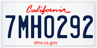 CA license plate 7MHO292