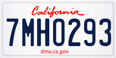 CA license plate 7MHO293