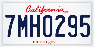 CA license plate 7MHO295