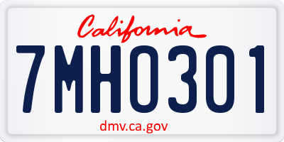 CA license plate 7MHO301