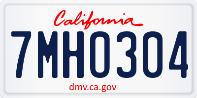 CA license plate 7MHO304