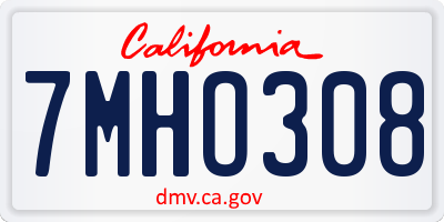 CA license plate 7MHO308