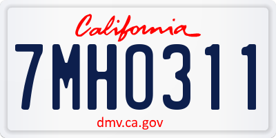 CA license plate 7MHO311