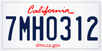 CA license plate 7MHO312