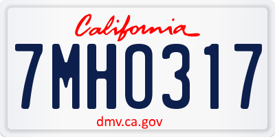 CA license plate 7MHO317