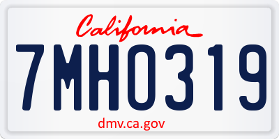 CA license plate 7MHO319