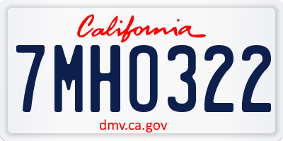 CA license plate 7MHO322