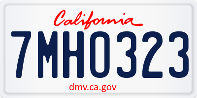 CA license plate 7MHO323