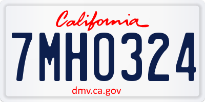 CA license plate 7MHO324