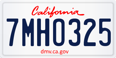 CA license plate 7MHO325