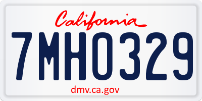 CA license plate 7MHO329