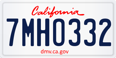 CA license plate 7MHO332