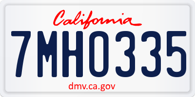 CA license plate 7MHO335