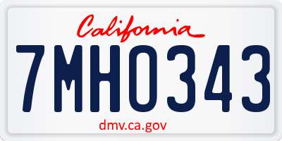 CA license plate 7MHO343