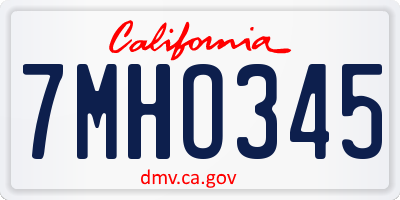 CA license plate 7MHO345