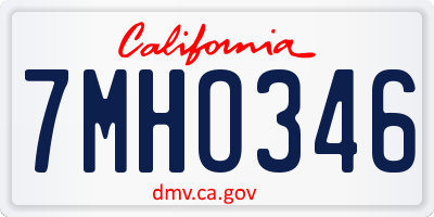 CA license plate 7MHO346