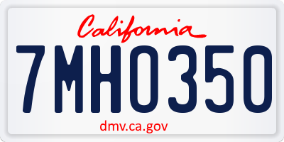 CA license plate 7MHO350