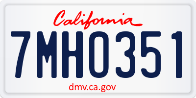 CA license plate 7MHO351