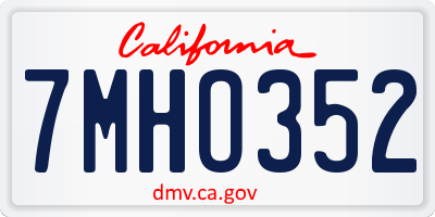CA license plate 7MHO352