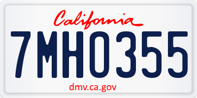 CA license plate 7MHO355