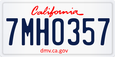 CA license plate 7MHO357