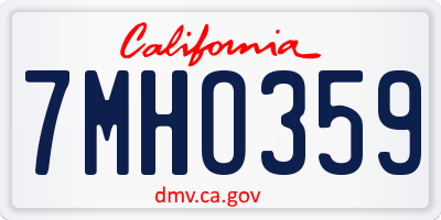 CA license plate 7MHO359