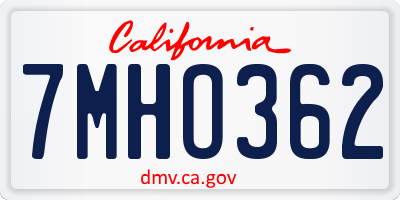 CA license plate 7MHO362